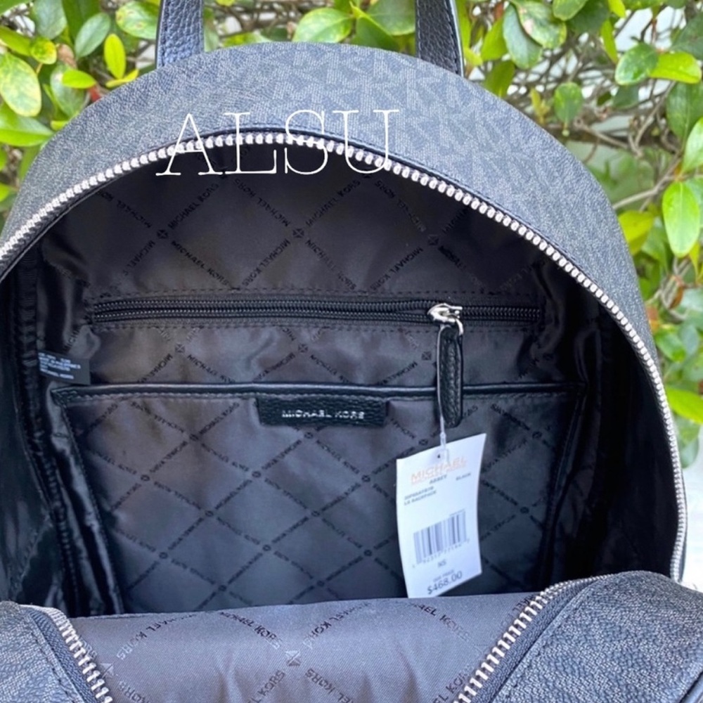 Michael Kors Abbey Large Backpack Mini Logo Black - Picture 8 of 8